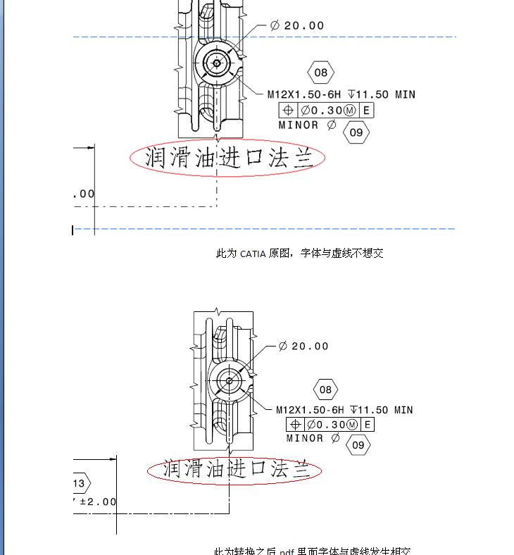 CATIA的图纸在转成PDF时，字体发生偏移，这是为什么
