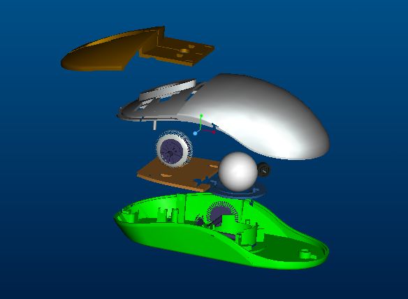 前几年画的一个机械式鼠标模型，自己觉得还行吧！